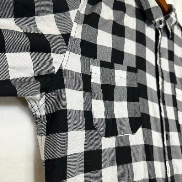 XXX Rude Mens Medium Buffalo Check Button Down Shirt Emo Scene Grunge Punk Retro - Picture 4 of 16